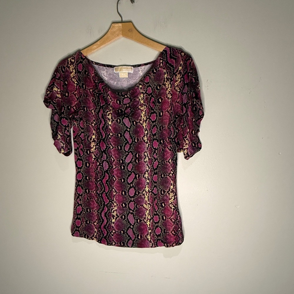 Michael‎ Kors Snakeskin Print Top Women's Size Small Short Sleeve
